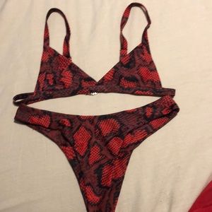 Red Snakeskin Bikini